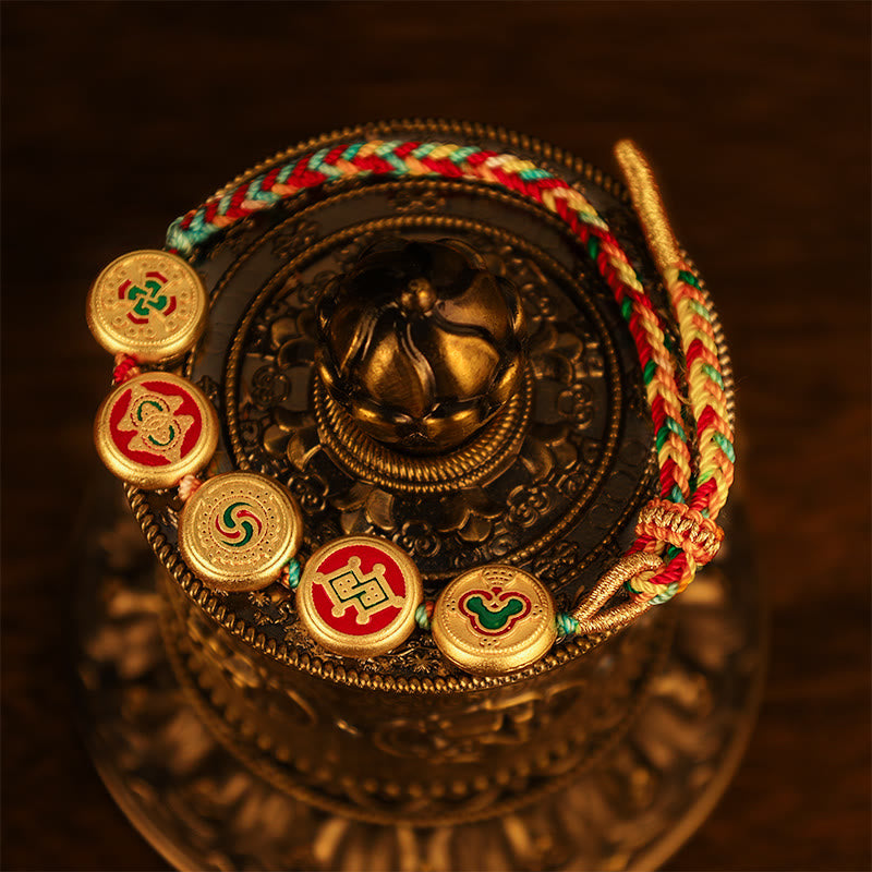 Bracelet tibétain porte-bonheur des cinq dieux de la richesse | Amulette de prospérité