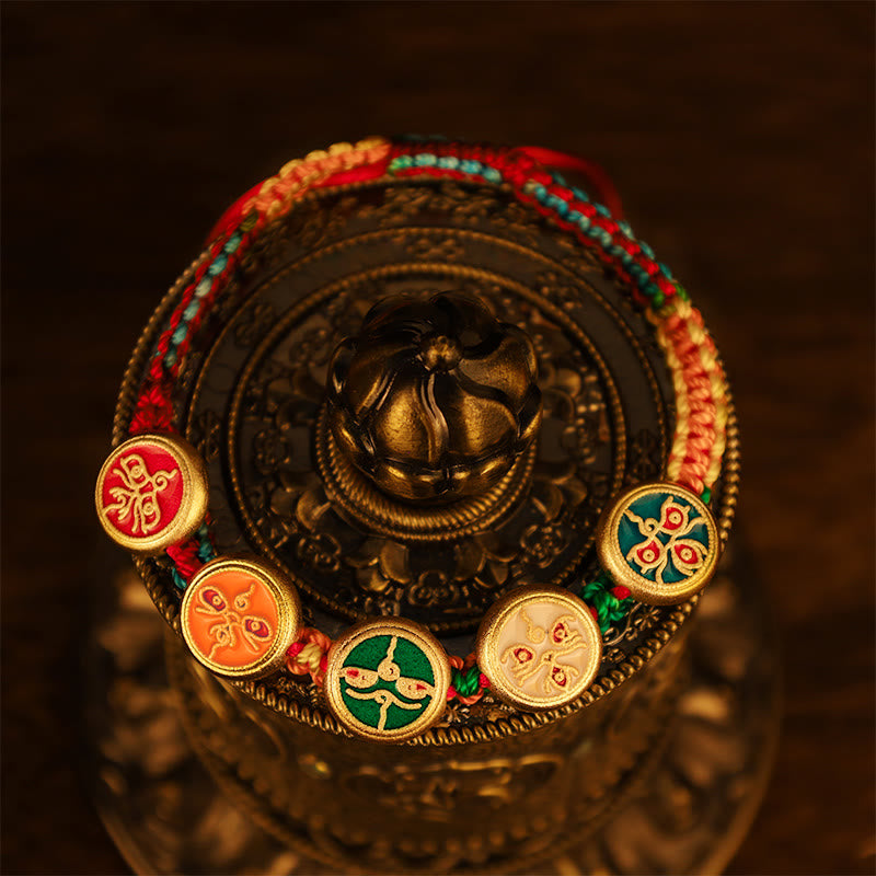 Bracelet tibétain porte-bonheur des cinq dieux de la richesse | Amulette de prospérité