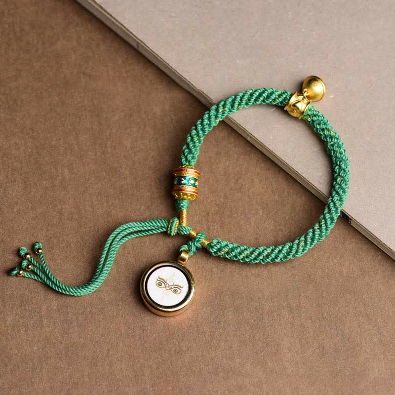 Bracelet spirituel tibétain des cinq dieux de la richesse avec roue de prière