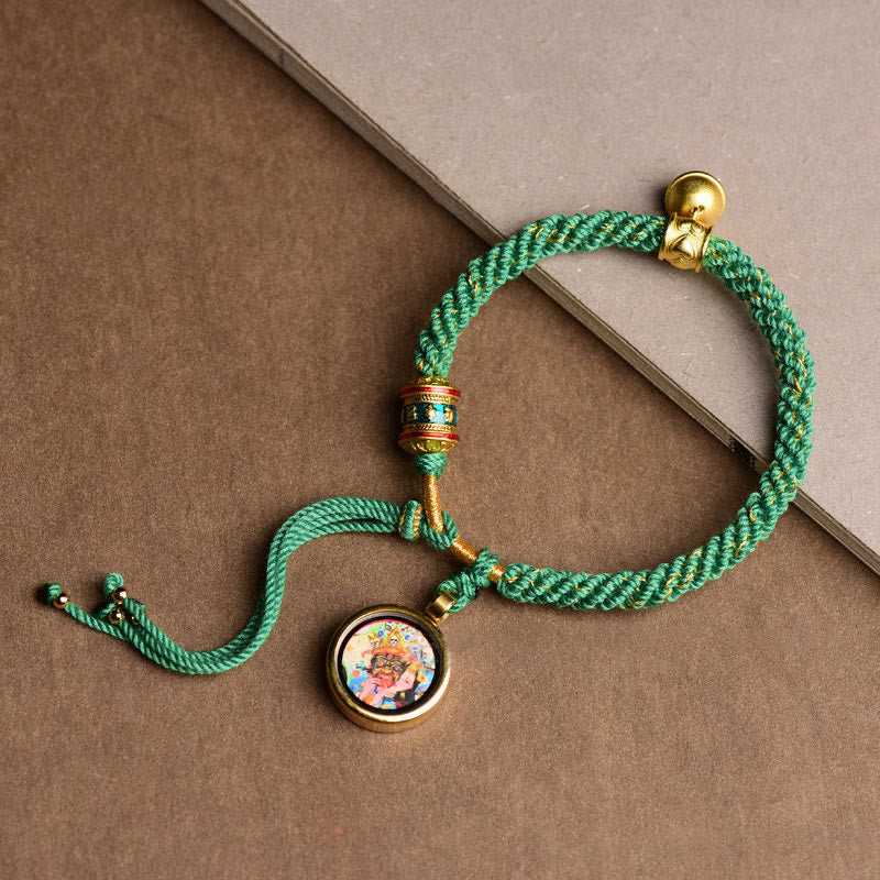 Bracelet spirituel tibétain des cinq dieux de la richesse avec roue de prière