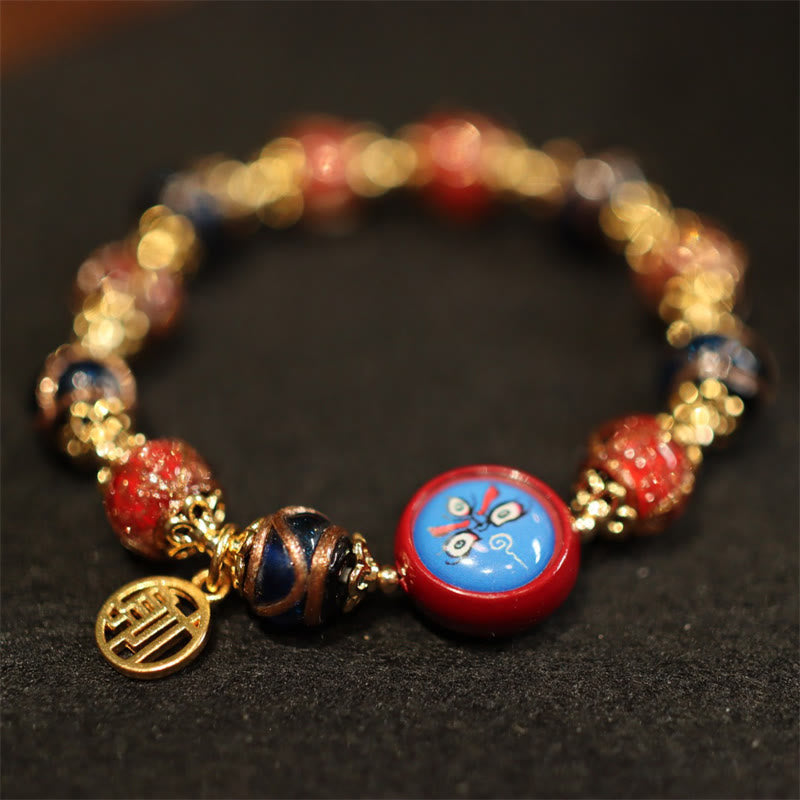 Bracelet tibétain en or avec perles porte-bonheur « Bête avaleuse » de 10 mm
