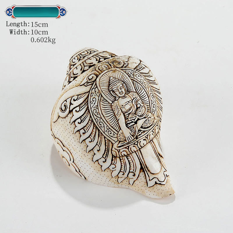 Décoration tibétaine en coquillage Shankha gravé à la main