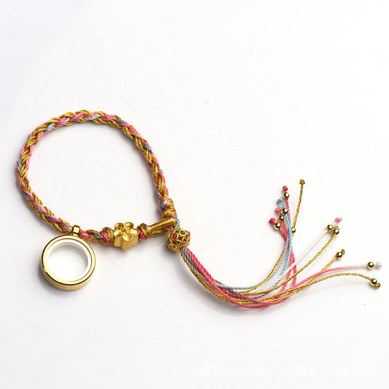 Bracelet tibétain fait main porte-bonheur à double tour avec cordon coloré