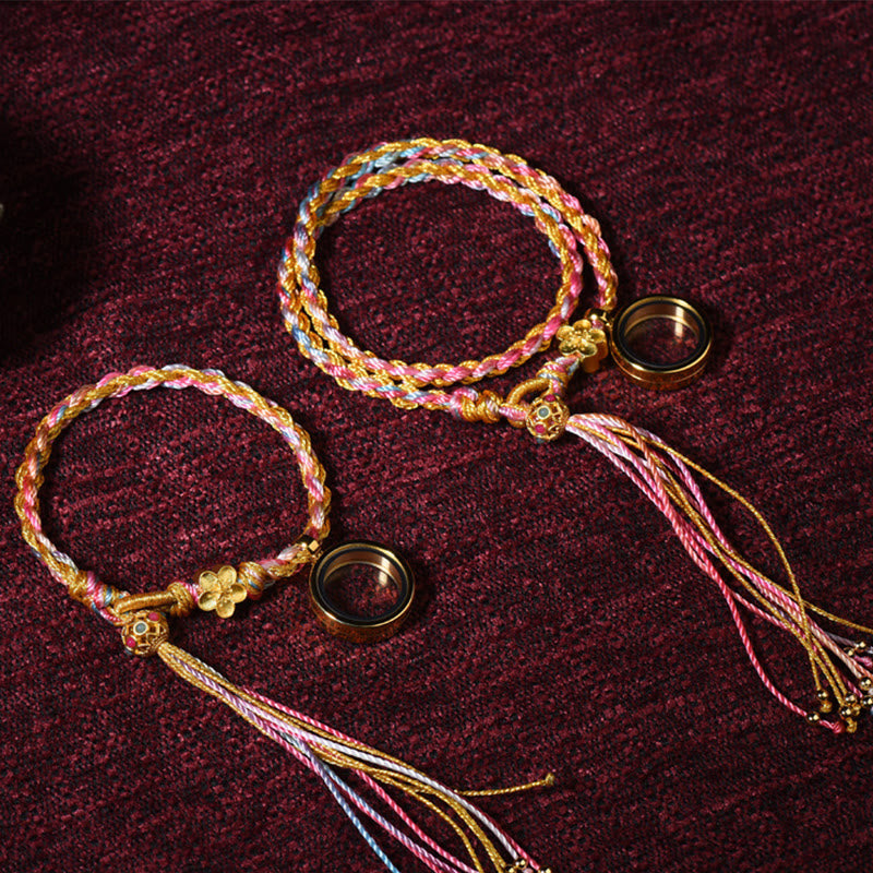 Bracelet tibétain fait main porte-bonheur à double tour avec cordon coloré