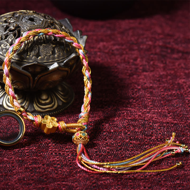 Bracelet tibétain fait main porte-bonheur à double tour avec cordon coloré