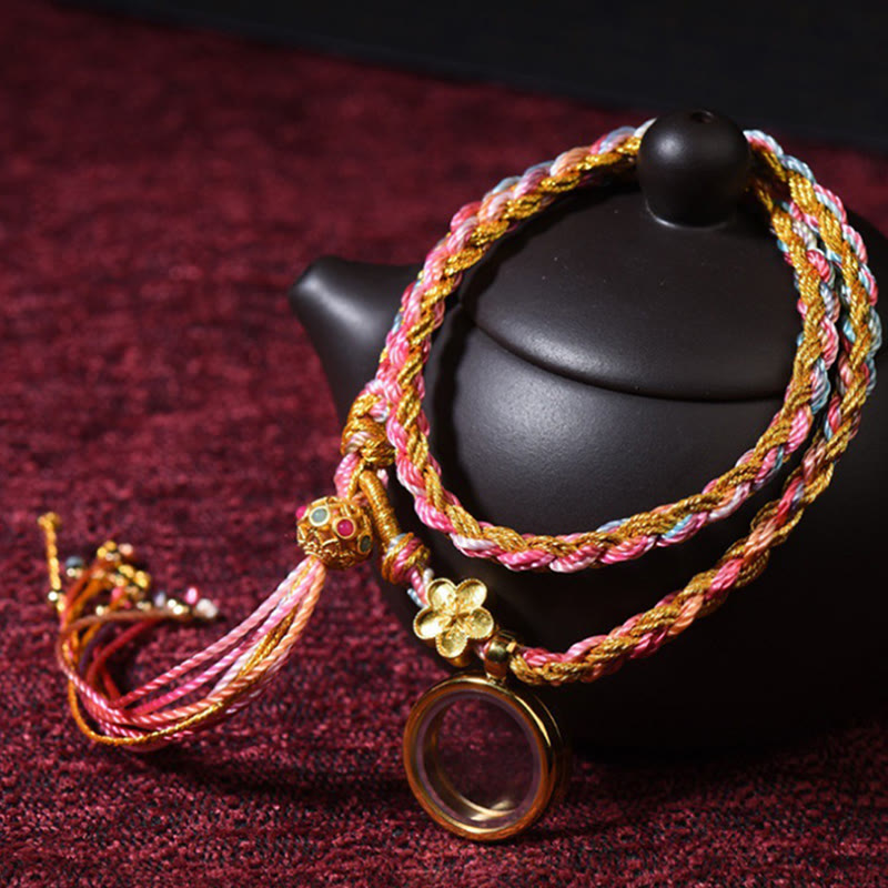 Bracelet tibétain fait main porte-bonheur à double tour avec cordon coloré