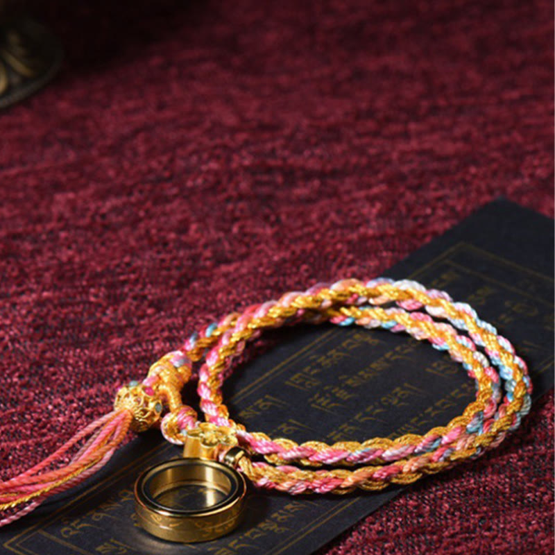 Bracelet tibétain fait main porte-bonheur à double tour avec cordon coloré