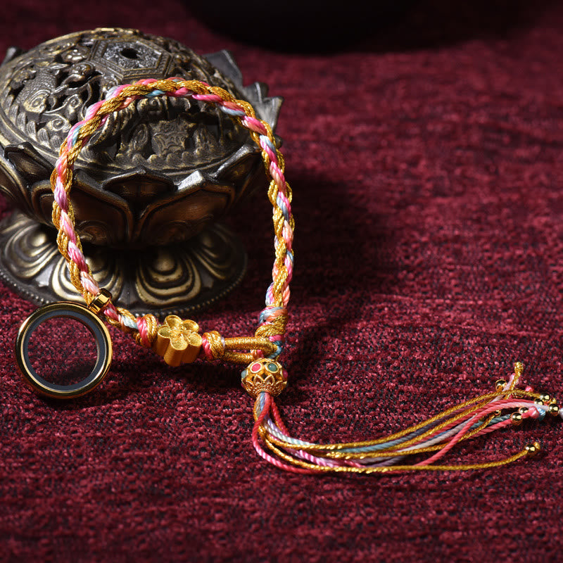 Bracelet tibétain fait main porte-bonheur à double tour avec cordon coloré