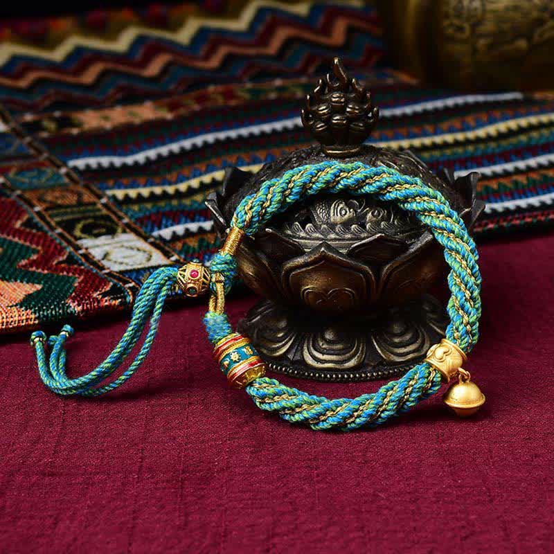 Bracelet de prière Thangka tibétain fait main pour la protection de la chance