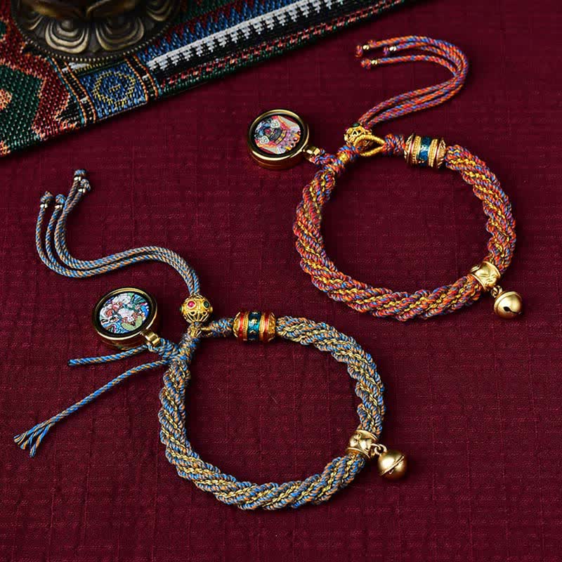 Bracelet de prière Thangka tibétain fait main pour la protection de la chance