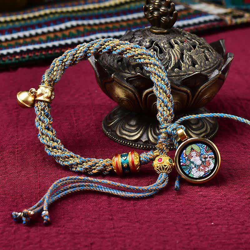 Bracelet de prière Thangka tibétain fait main pour la protection de la chance