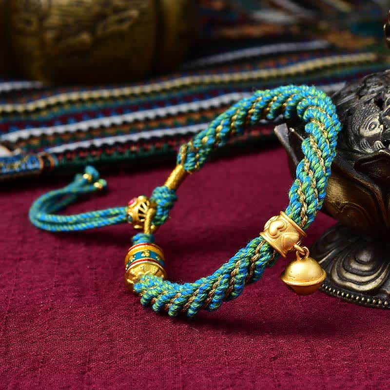 Bracelet de prière Thangka tibétain fait main pour la protection de la chance