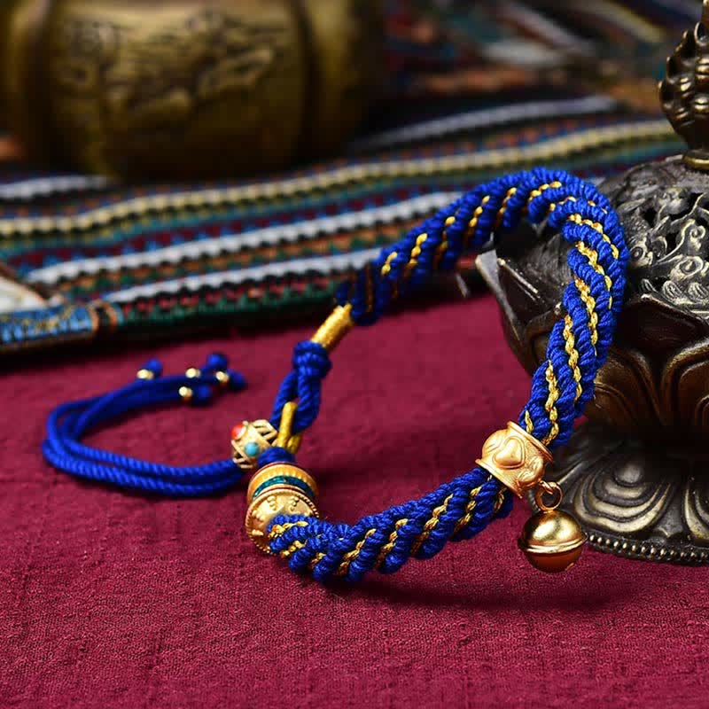 Bracelet de prière Thangka tibétain fait main pour la protection de la chance