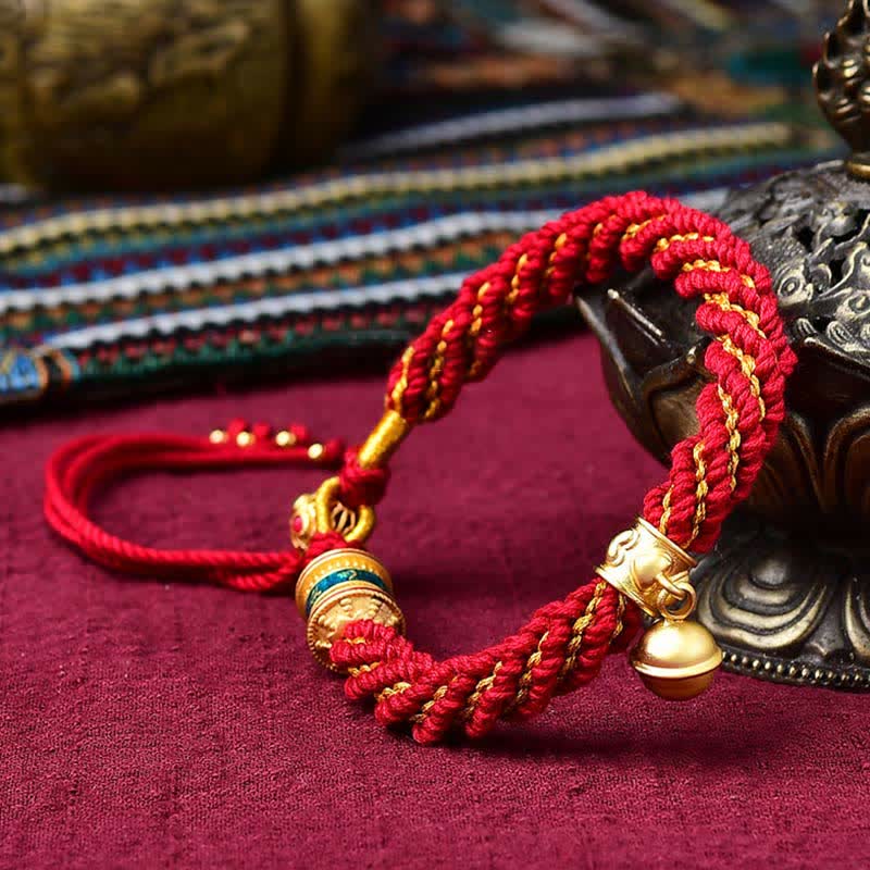 Bracelet de prière Thangka tibétain fait main pour la protection de la chance