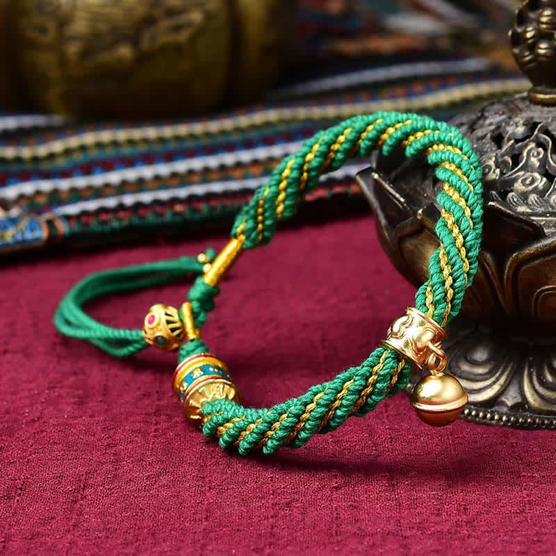 Bracelet de prière Thangka tibétain fait main pour la protection de la chance