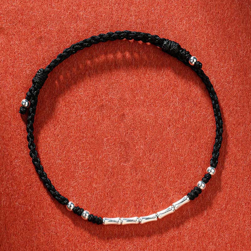 Bracelet tibétain multicolore en bambou, cordon rouge de protection, fait main