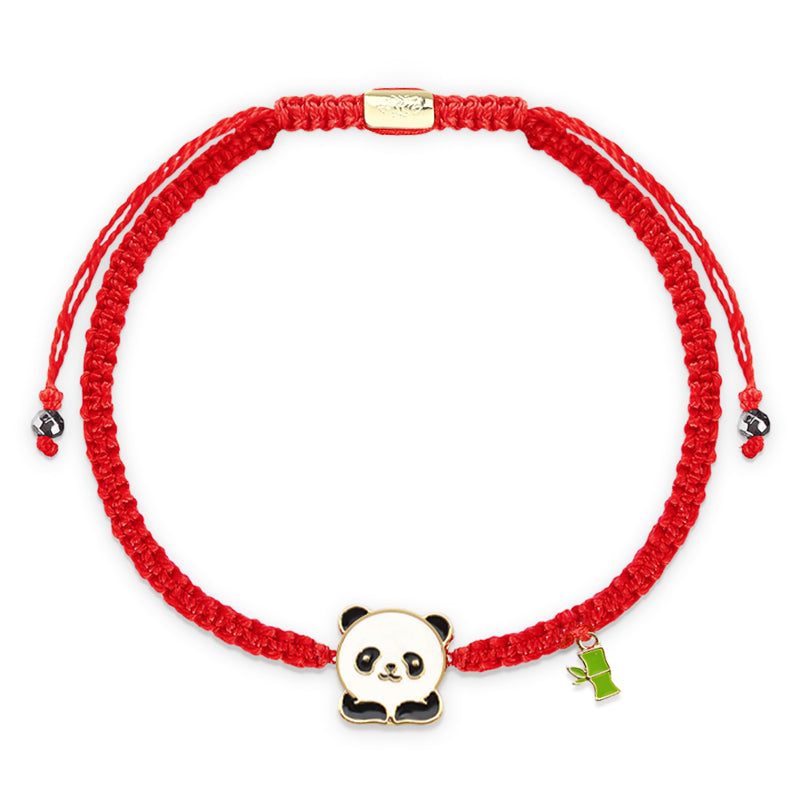 Bracelet tibétain fait main en bambou panda porte-bonheur avec cordon rouge