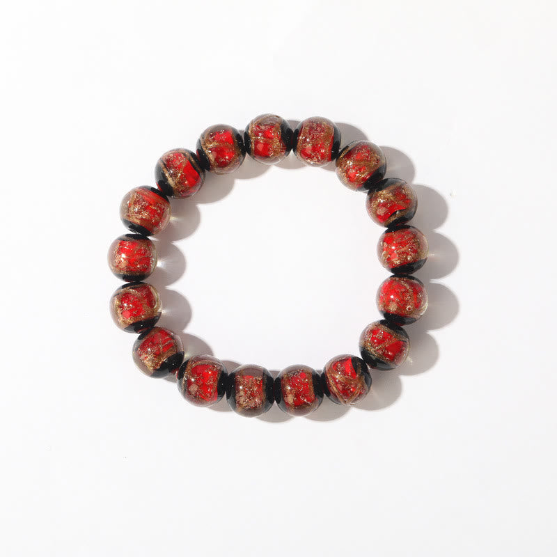 Bracelet porte-bonheur tibétain en verre Liuli 8 mm