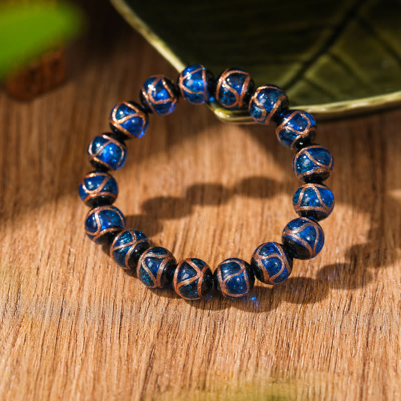 Bracelet porte-bonheur tibétain en verre Liuli 8 mm