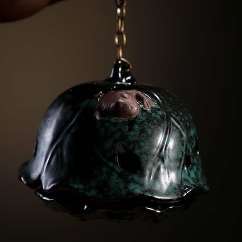 Brûleur d'encens tibétain en céramique de lotus