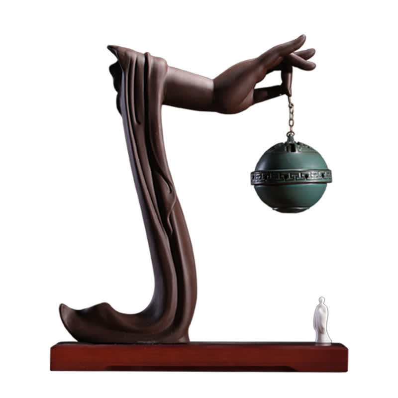 Brûleur d'encens tibétain en céramique de lotus