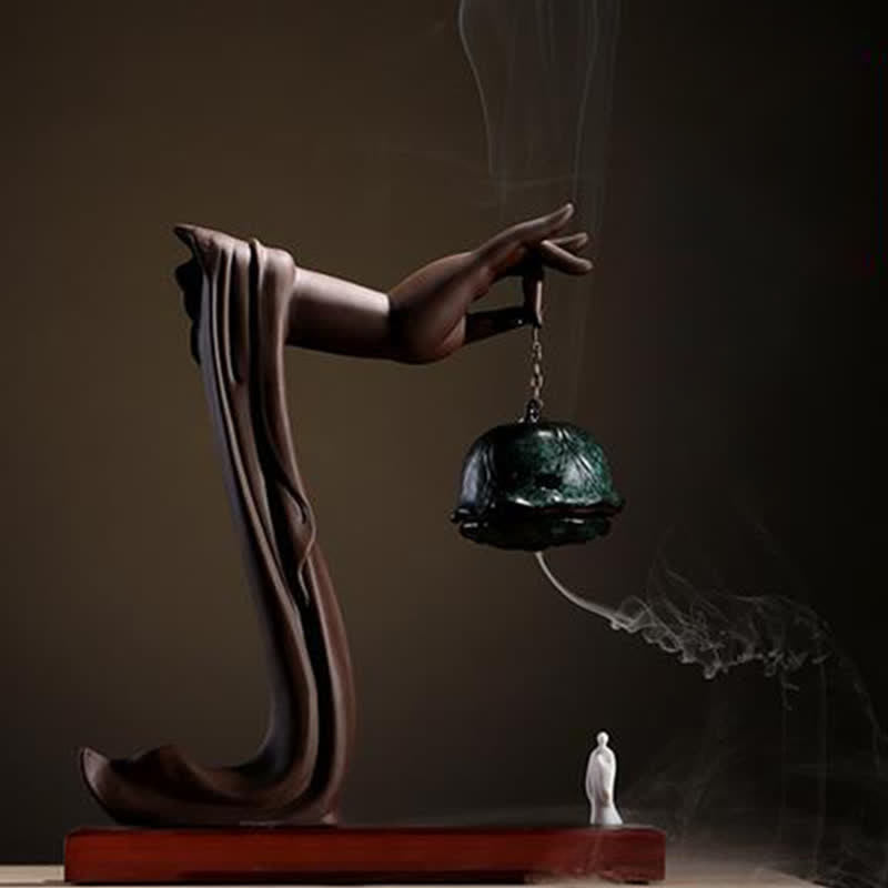 Brûleur d'encens tibétain en céramique de lotus