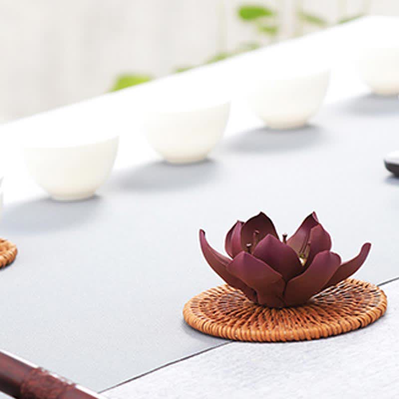 Brûle-encens tibétain Lotus en argile violette pour la paix et le calme