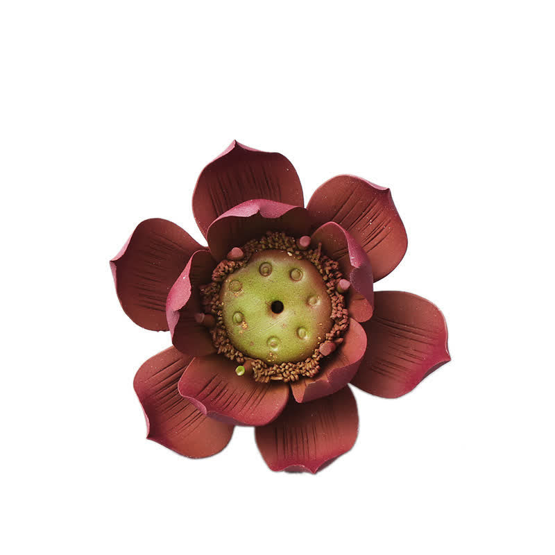 Brûle-encens tibétain Lotus en argile violette pour la paix et le calme