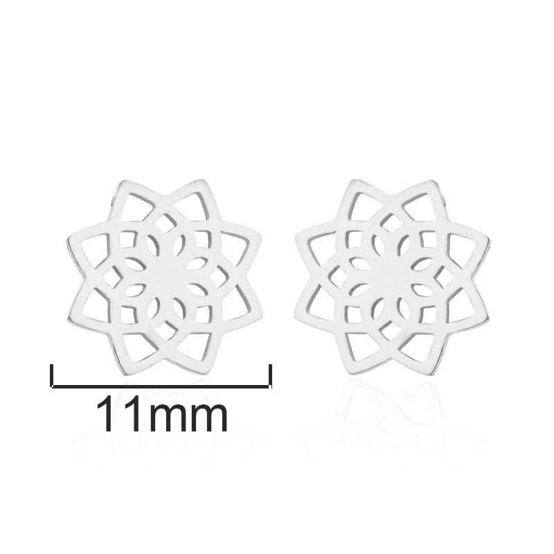 Boucles d'oreilles à tige en forme de lotus tibétain | Symbole du nouveau départ | Argent