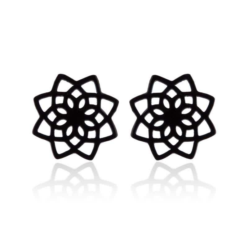 Boucles d'oreilles à tige en forme de lotus tibétain | Symbole du nouveau départ | Argent