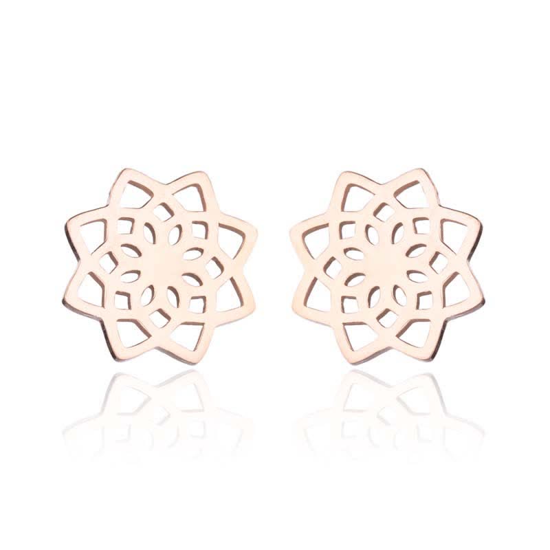 Boucles d'oreilles à tige en forme de lotus tibétain | Symbole du nouveau départ | Argent
