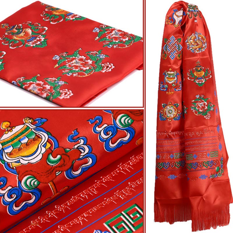 Écharpe tibétaine porte-bonheur Khata 240 cm Décor zen