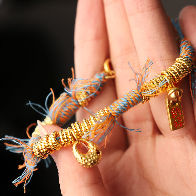 Bracelet tibétain porte-bonheur en corde multicolore pour la fortune