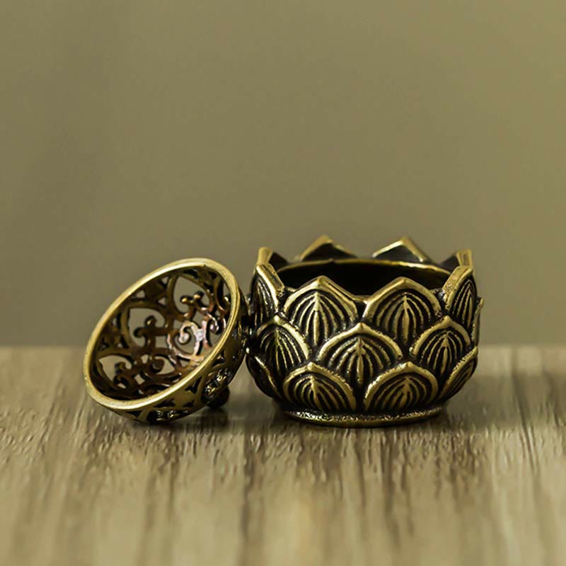 Brûleur d'encens tibétain en cuivre à motif de mini lotus
