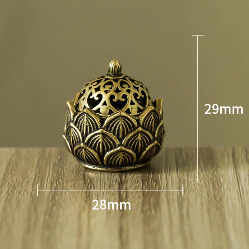 Brûleur d'encens tibétain en cuivre à motif de mini lotus