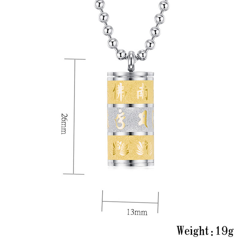 Collier tibétain Om Mani Padme Hum en acier titane avec symbole de la paix