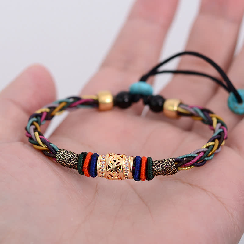 Bracelet tibétain en fil rouge avec pièce de cuivre | Protection et chance