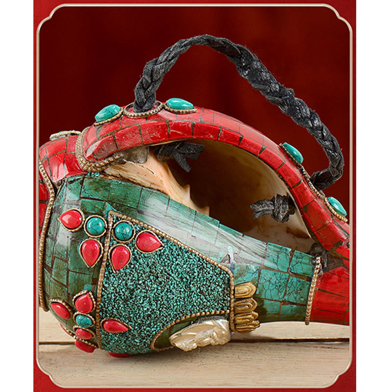 Coquillage Shankha en turquoise tibétaine, décoration zen positive