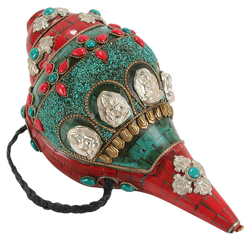 Coquillage Shankha en turquoise tibétaine, décoration zen positive