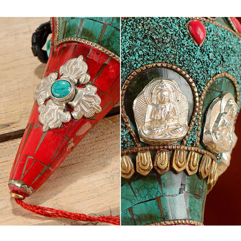Coquillage Shankha en turquoise tibétaine, décoration zen positive