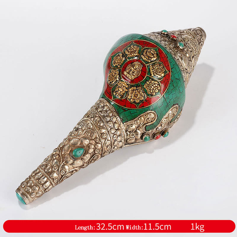 Coquillage Shankha en turquoise tibétaine, décoration zen positive