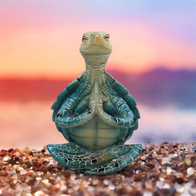 Statue de tortue tibétaine en résine méditant le yoga pour la sagesse
