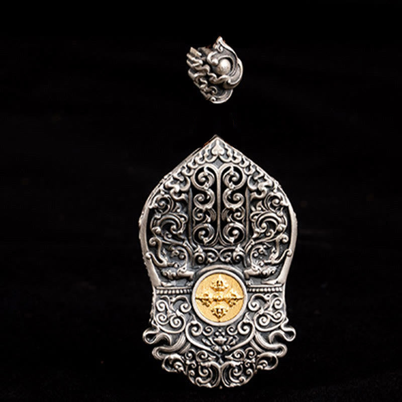 Collier de perles tibétaines Zakiram Dzi avec pendentif en argent 925 et protection