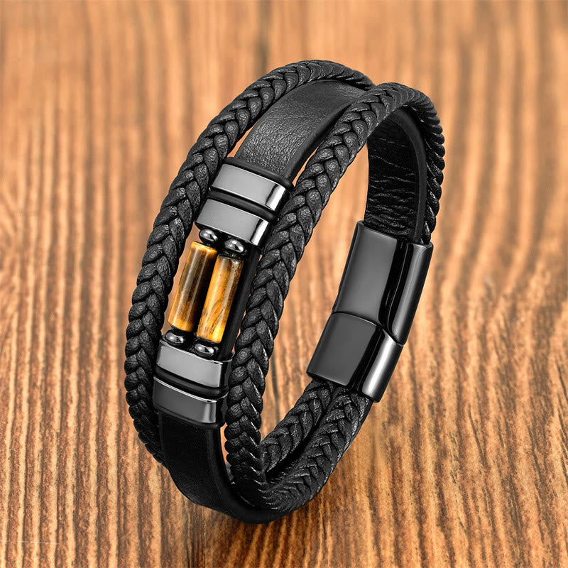 Bracelet de force multicouche en œil de tigre 16-18 cm