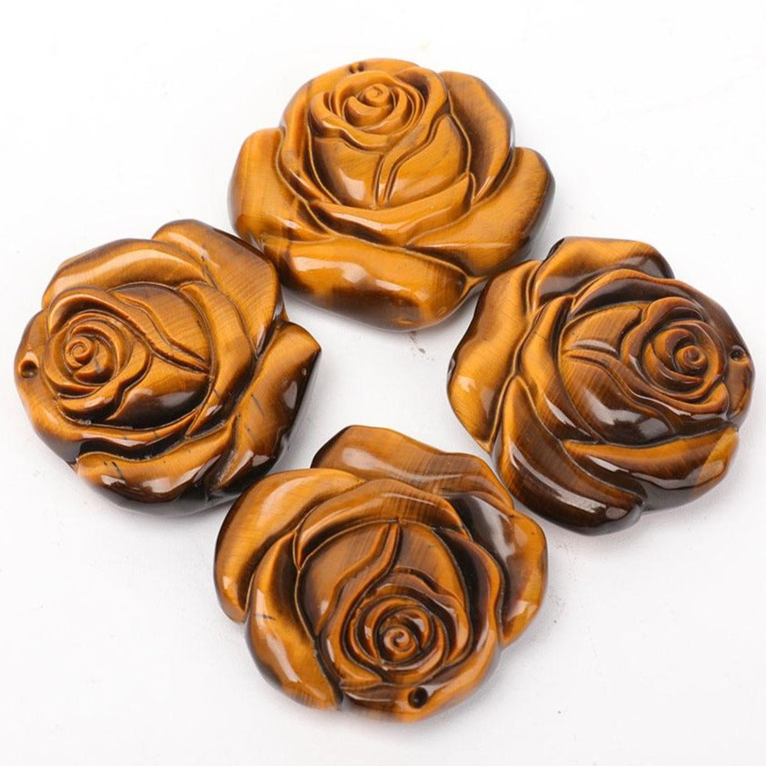 Tiger Eye 3cm Rose Carving Figurine for Meditation