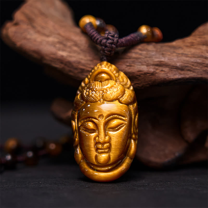 Collier de force Avalokitesvara œil de tigre, perles de 6 mm