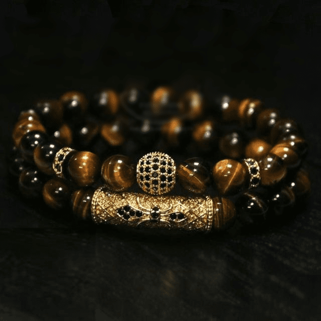 Bracelets en perles d'œil de tigre et d'agate noire