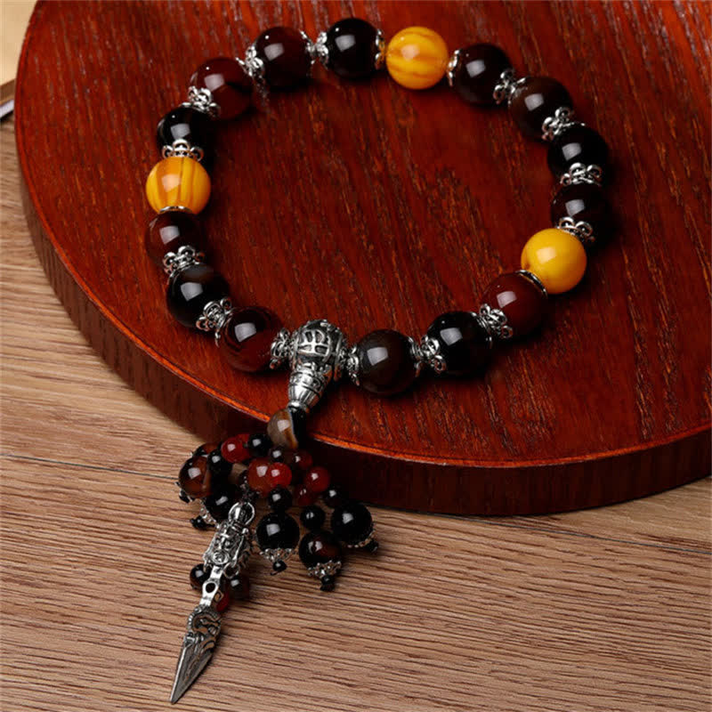 Bracelet de guérison puissant en agate veine de dragon œil de tigre