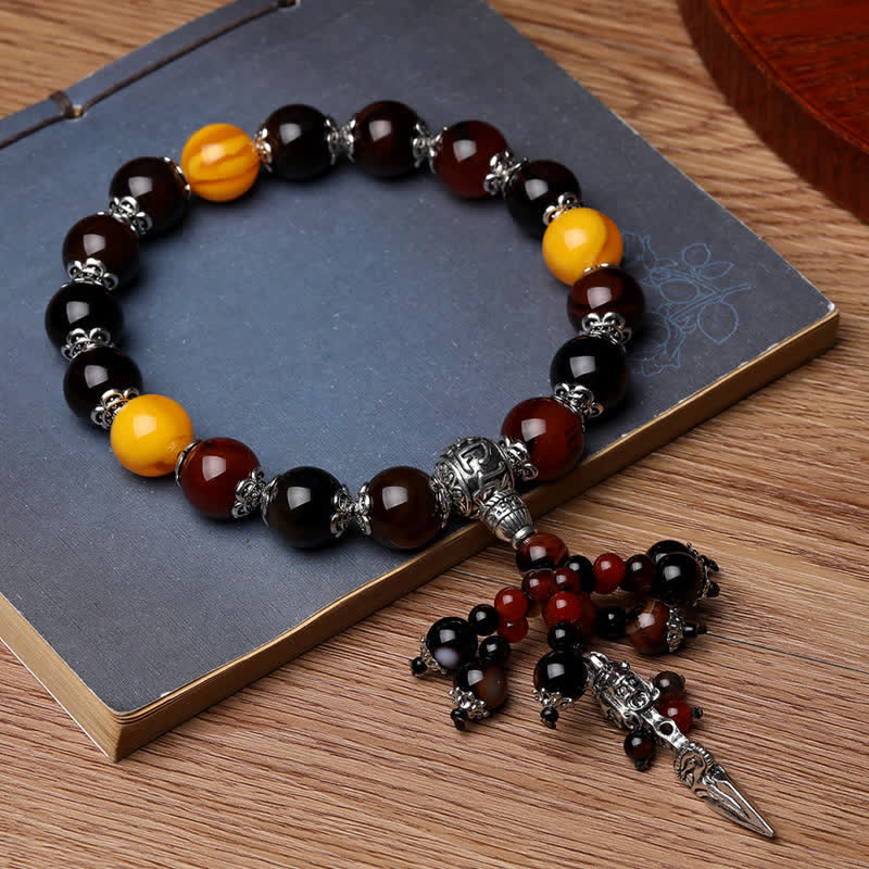 Bracelet de guérison puissant en agate veine de dragon œil de tigre