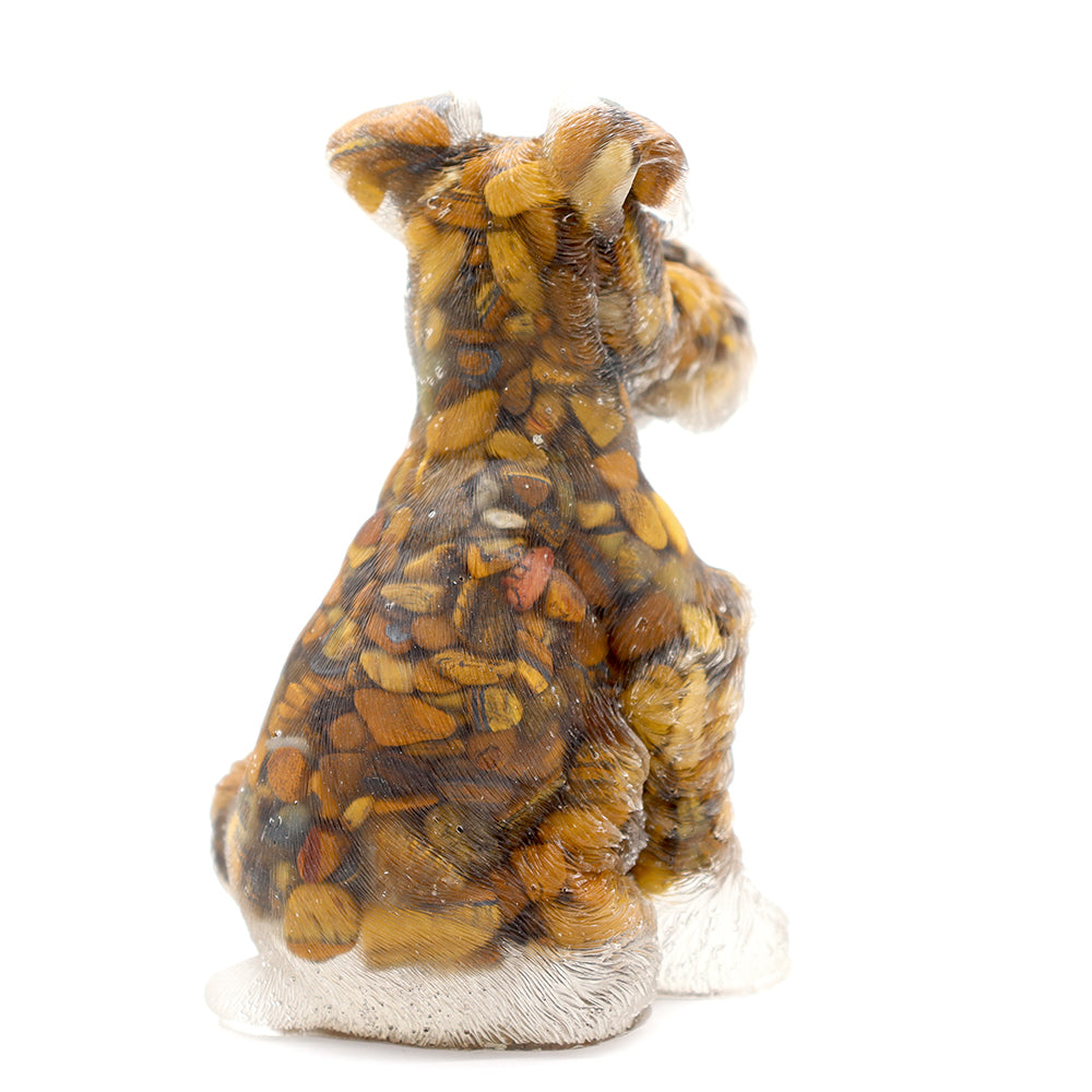 Tiger Eye Resin Dog Figurine for Spiritual Decor
